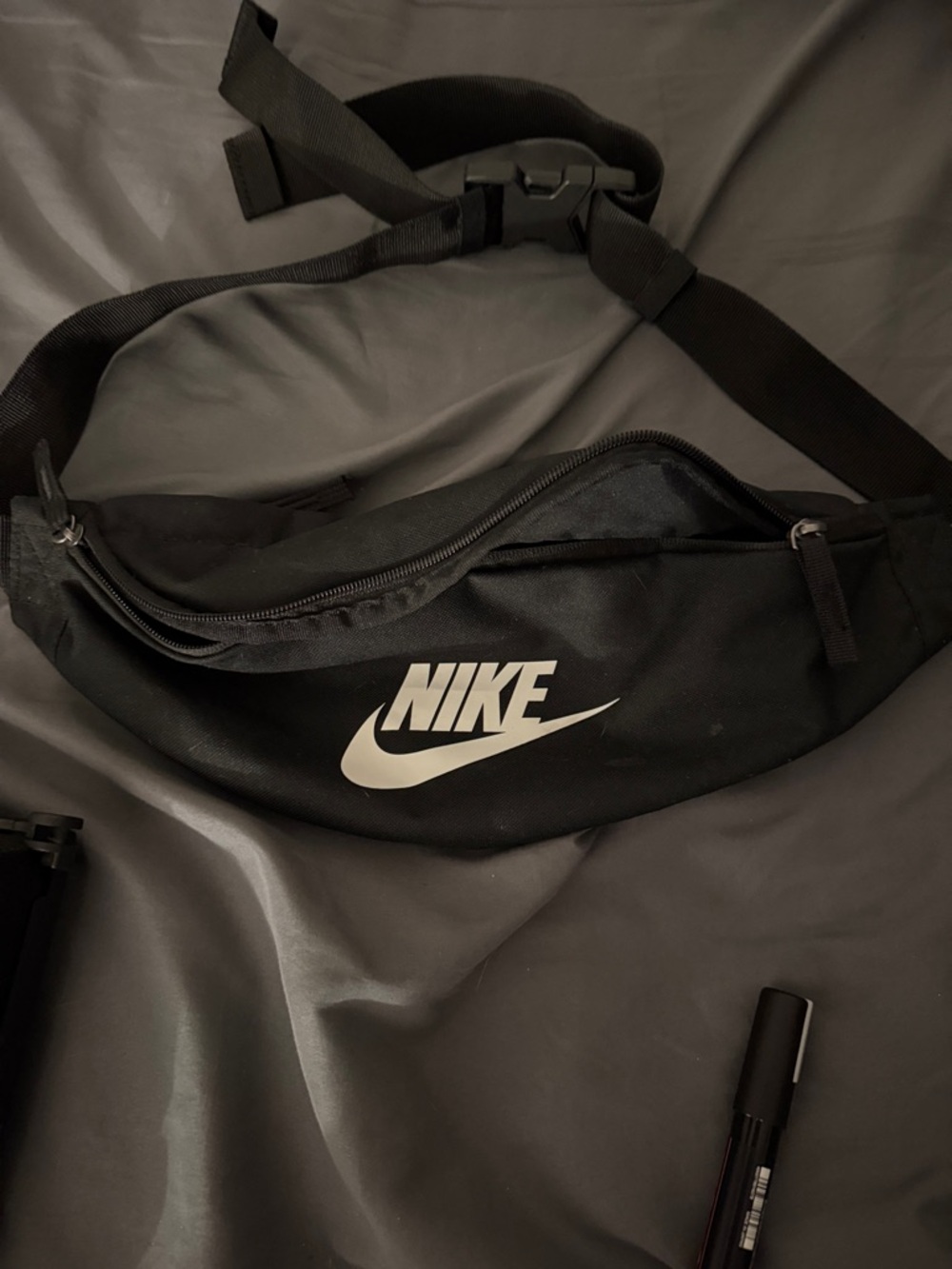 Nike Black Belt Bag with White Swoosh
